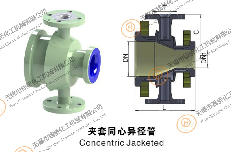 搪玻璃夾套同心異徑管 搪玻璃夾套同心異徑管